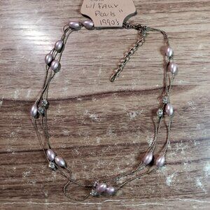 "Monet" Gold-tone Necklace with Faux Pearls (1990s Piece)